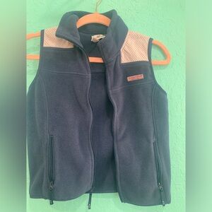 Vineyard vines girls fleece vest navy pink whale S 6-7 preppy gingham